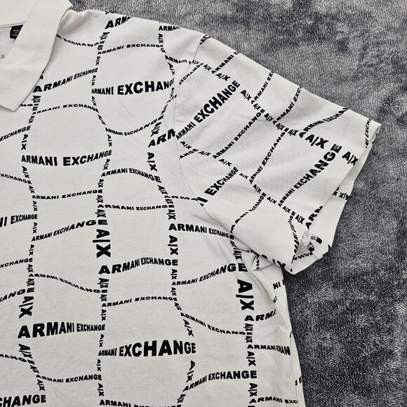 A/X Armani Exchange Polo Shirt Mens size XXL Logo all over print golfing Casual - Picture 3 of 16